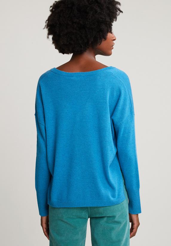 River Woods Blauwe Basic V-hals Trui Lange Mouwen