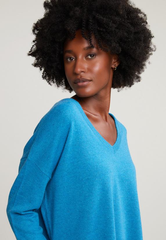 River Woods Blauwe Basic V-hals Trui Lange Mouwen