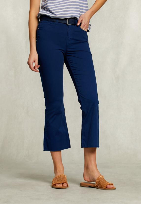 River Woods Blauwe Cropped Flare Broek