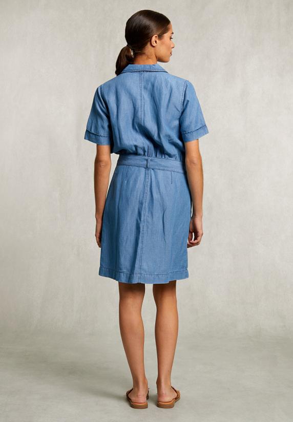 River Woods Blauwe Denim Blousejurk Met Zak