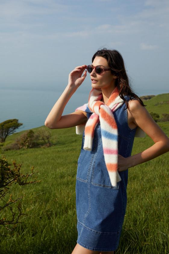 River Woods Blauwe Denim V-hals Jurk 2 Zakken