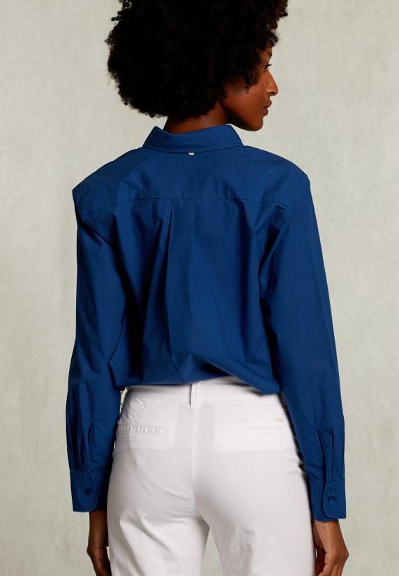 River Woods Blauwe Effen Gecentreerde Blouse