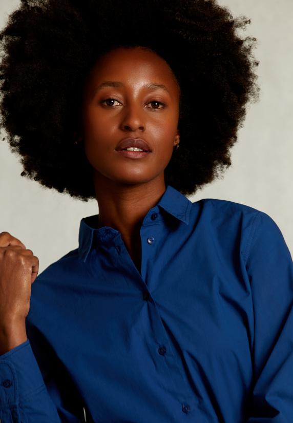 River Woods Blauwe Effen Gecentreerde Blouse