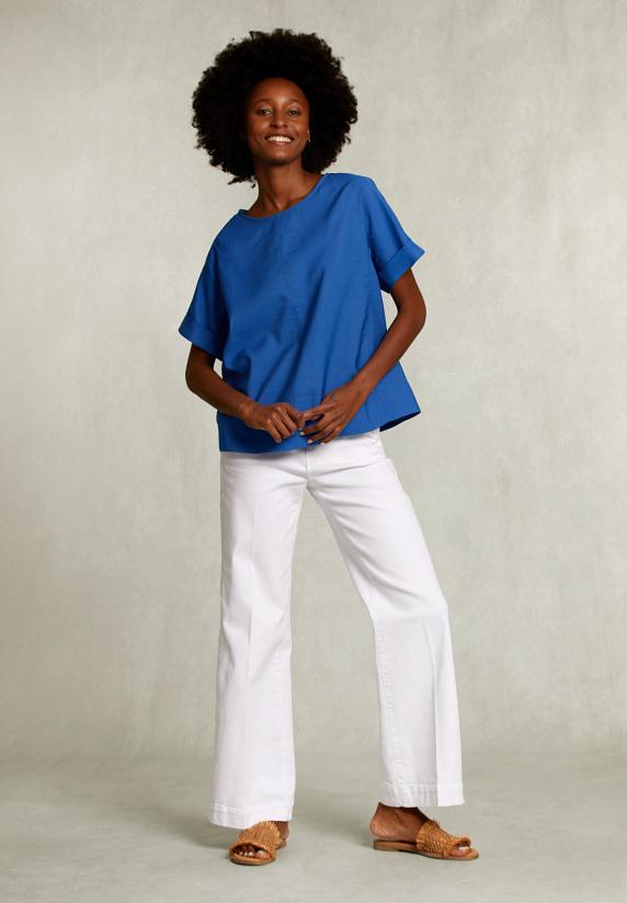 River Woods Blauwe Effen Oversized Blouse