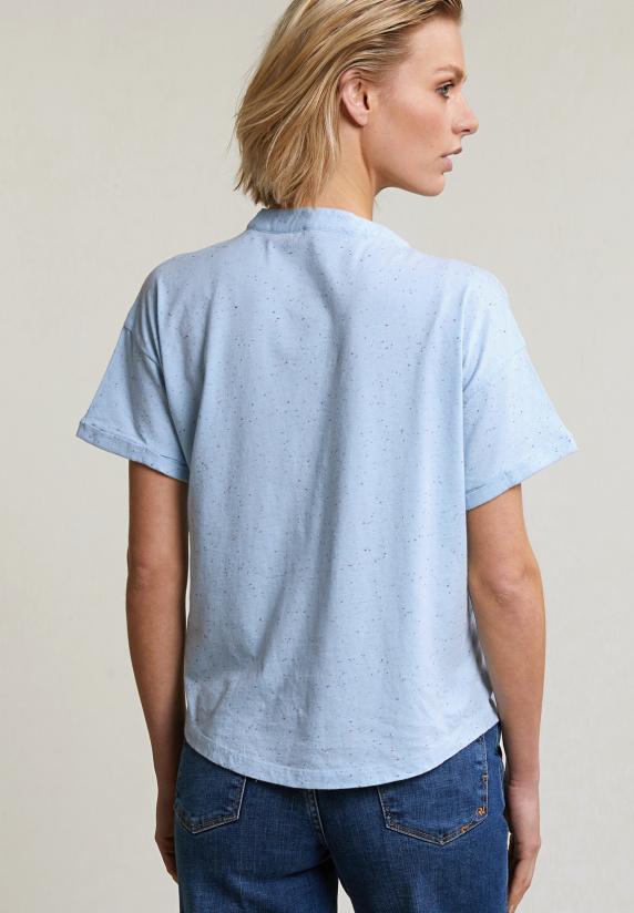 River Woods Blauwe Gestipte V-hals T-shirt