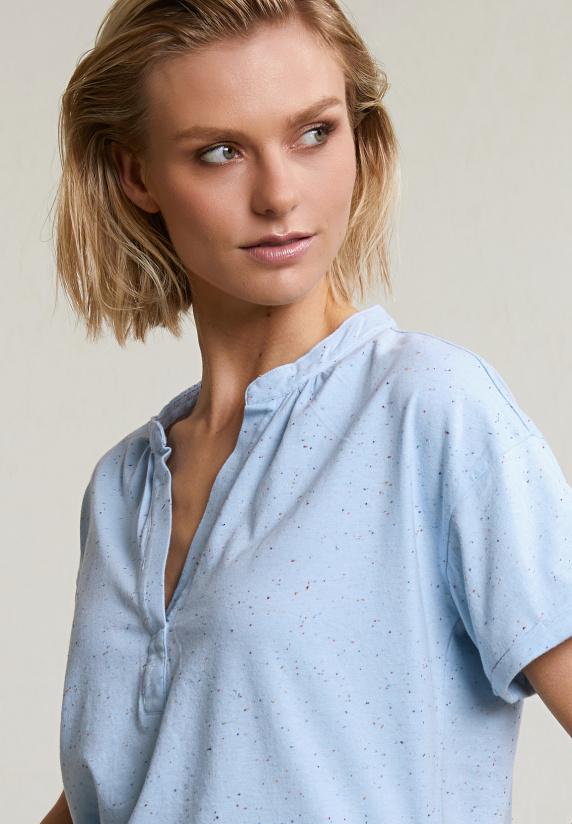 River Woods Blauwe Gestipte V-hals T-shirt