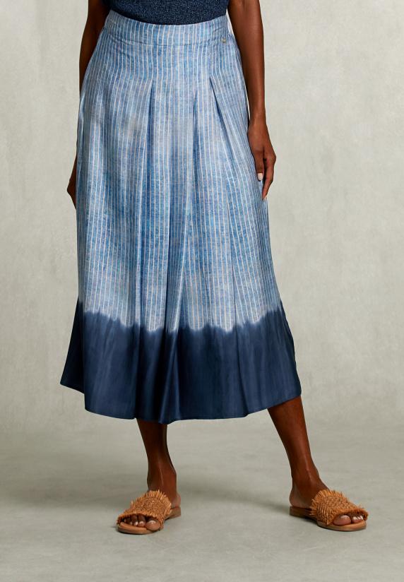 River Woods Blauwe Gestreepte Tie-dye Midirok
