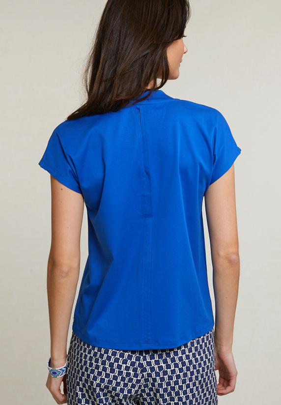 River Woods Blauwe Katoenen V-hals T-shirt