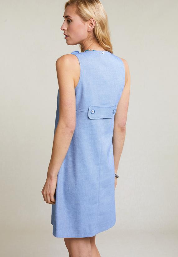 River Woods Blauwe Korte Mouwloze Jurk Ronde Hals