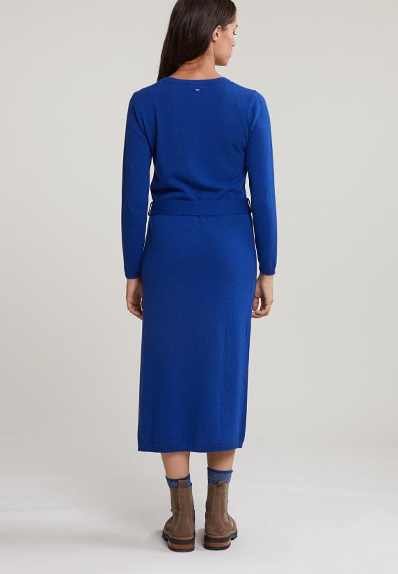 River Woods Blauwe Lange Jurk Met Riem