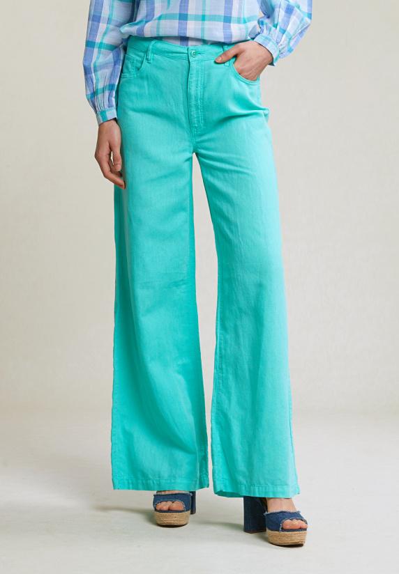 River Woods Blauwe Linnen-katoen Broek