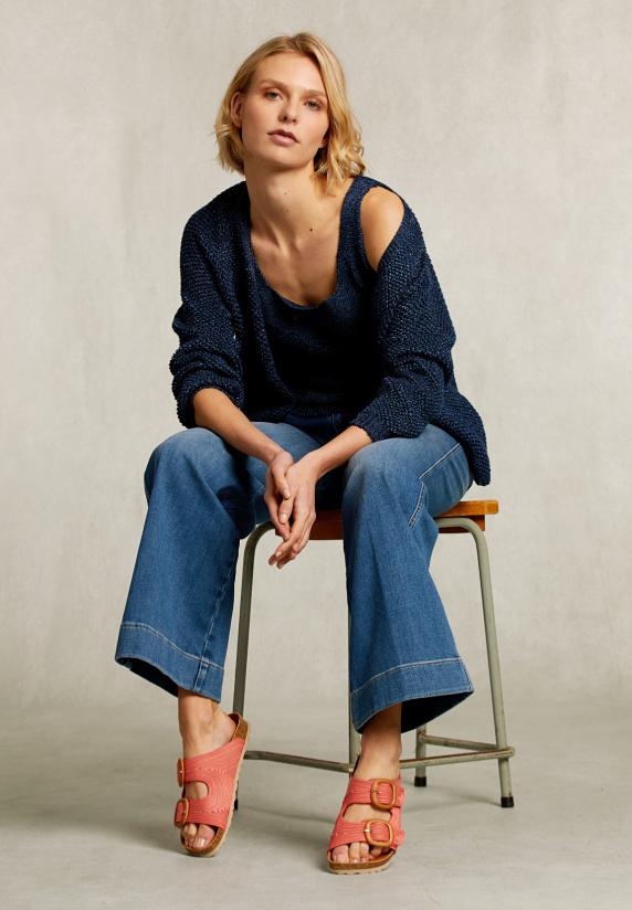 River Woods Blauwe Lurex Top Ronde Hals