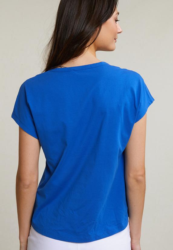 River Woods Blauwe Mouwloze V-hals T-shirt