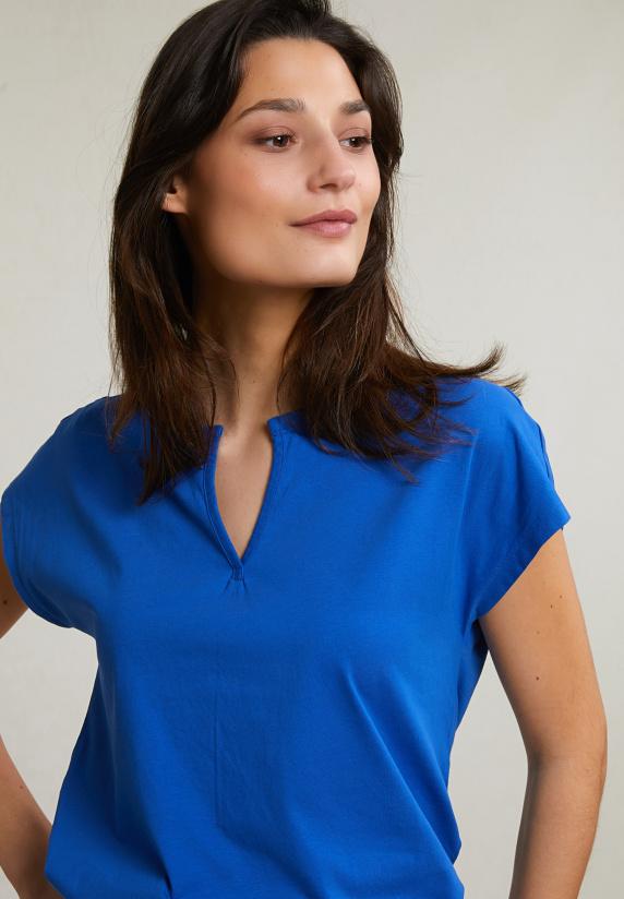 River Woods Blauwe Mouwloze V-hals T-shirt