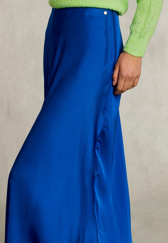 River Woods Blauwe Satijnen Lange Rok