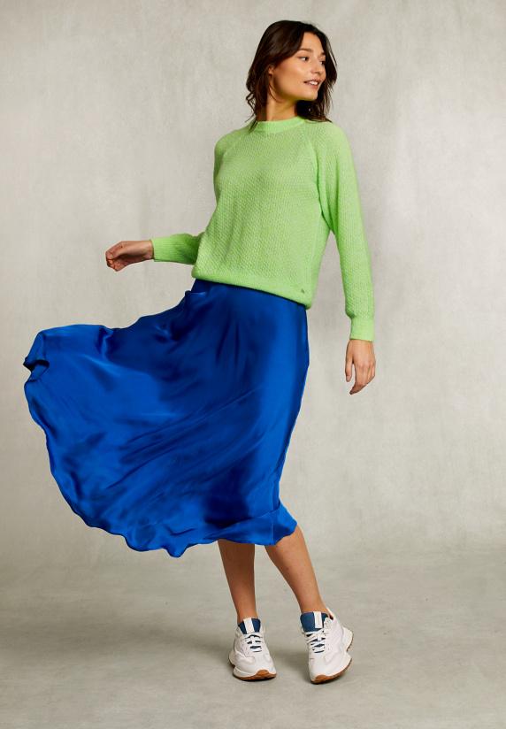 river woods Blauwe satijnen lange rok