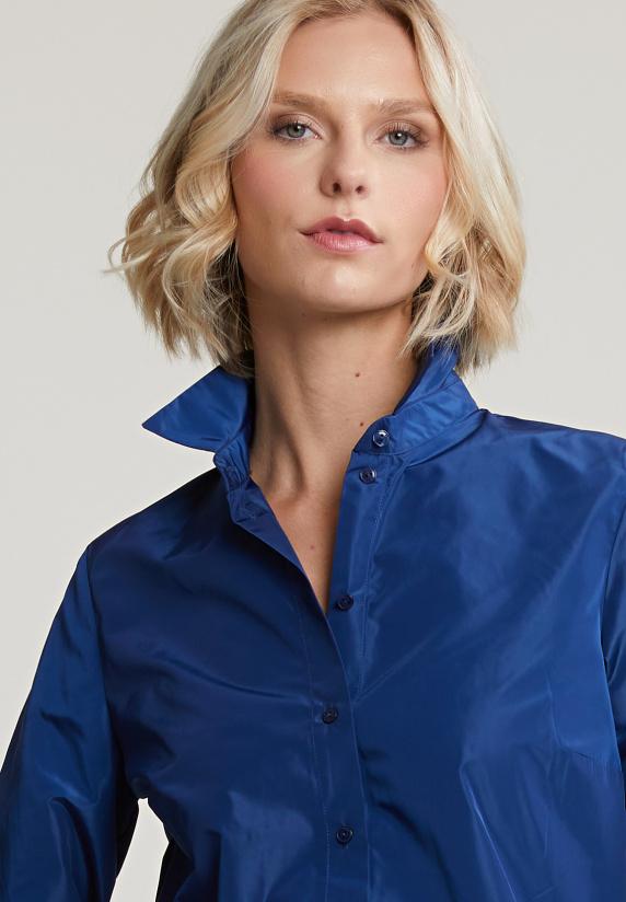 River Woods Blauwe Taffeta Blouse Lange Mouwen