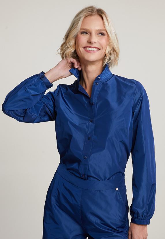 river woods Blauwe taffeta blouse lange mouwen