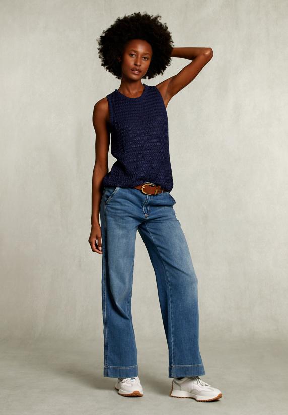 River Woods Blauwe Top Ronde Hals