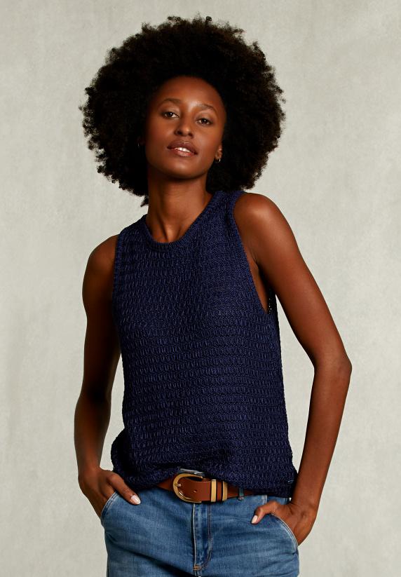 river woods Blauwe top ronde hals