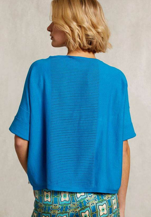 River Woods Blauwe Trui Ajour Op Rug