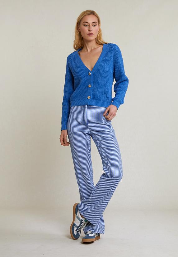 River Woods Blauwe V-hals Cardigan Lange Mouwen