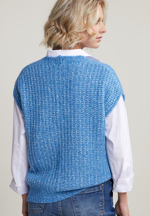 River Woods Blauwe V-hals Katoen-alpaca Debardeur