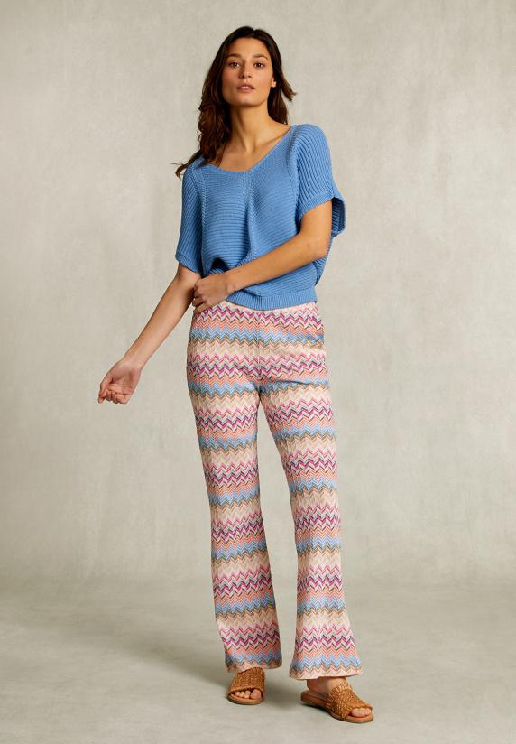 River Woods Blauwe V-hals Trui Korte Mouwen