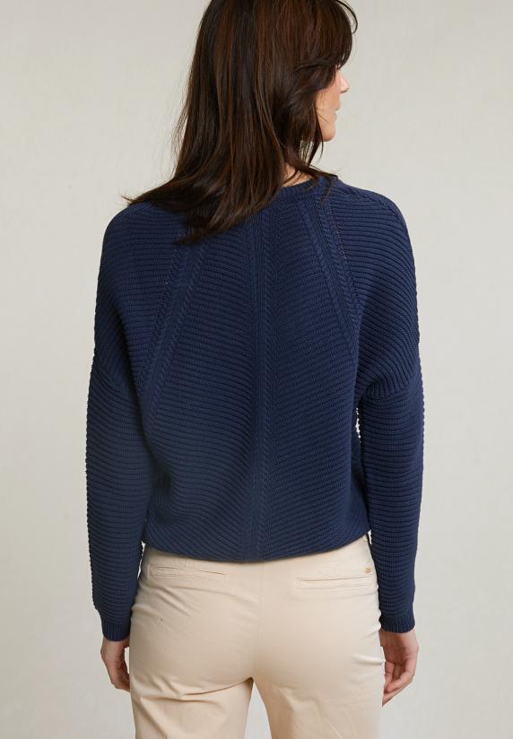 River Woods Blauwe V-hals Trui Lange Mouwen