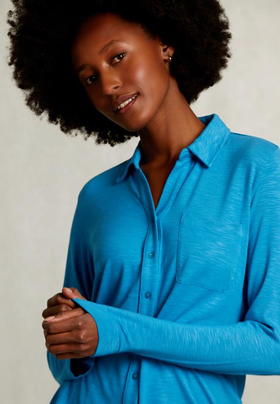 River Woods Blauwe Viscose T-shirt Met Zak