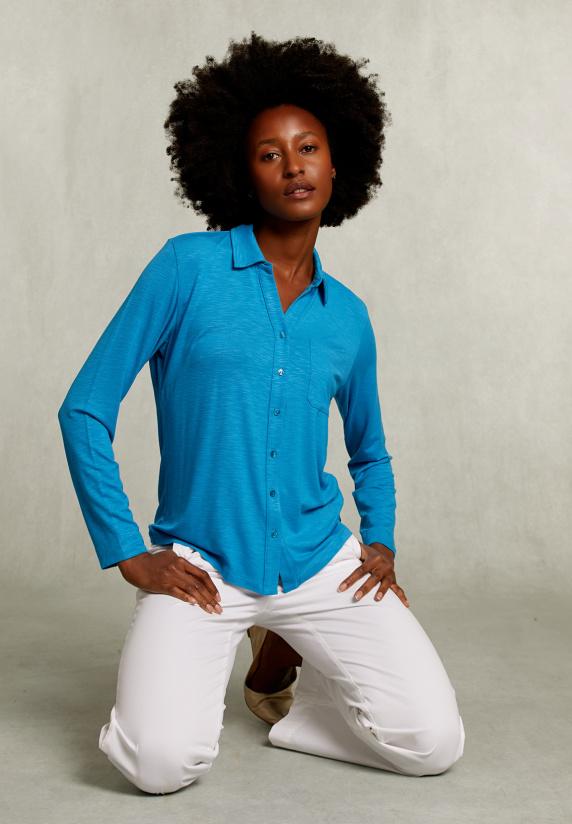 River Woods Blauwe Viscose T-shirt Met Zak