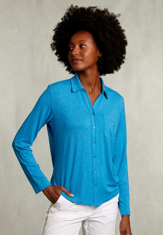 river woods Blauwe viscose T-shirt met zak