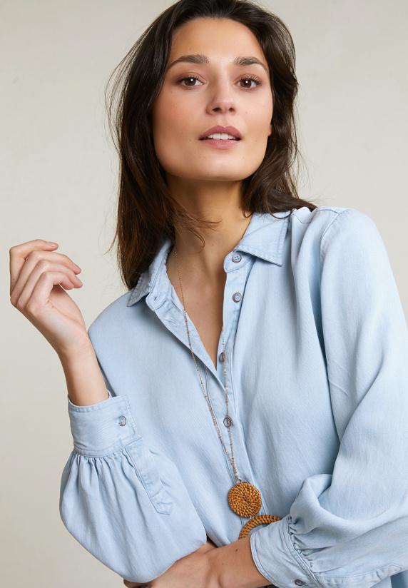 River Woods Blauwe Wijde Geknoopte Blouse