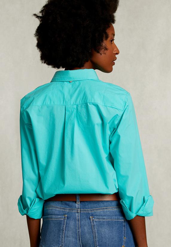 River Woods Blauwgroene Effen Gecentreerde Blouse