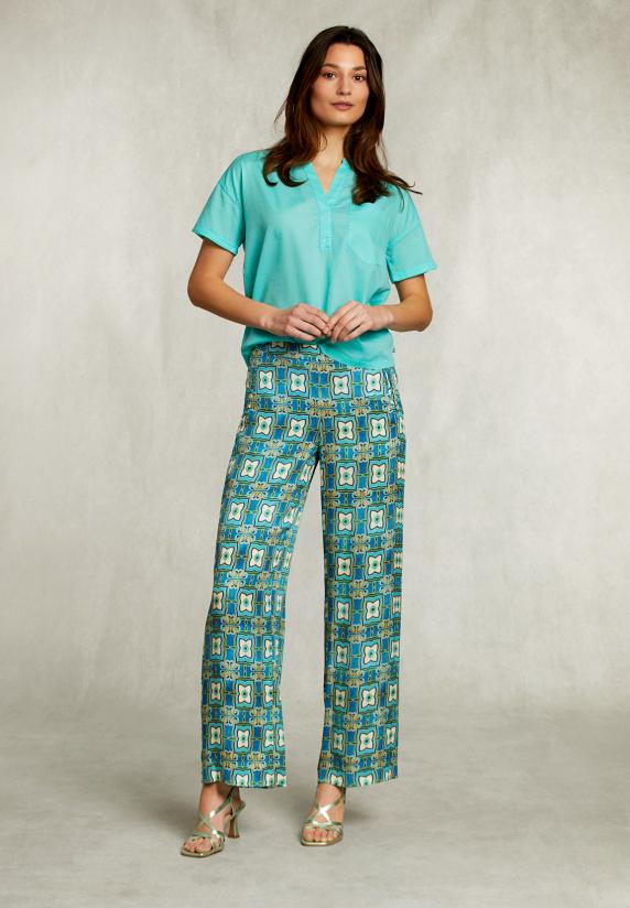 River Woods Blauwgroene V-hals Blouse Met Zak