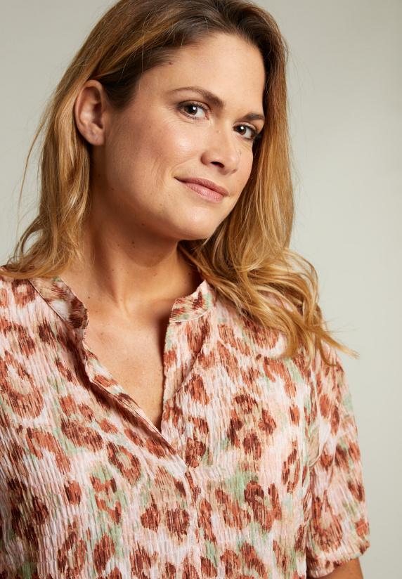 River Woods Blouse Met Korte Mouwen In Dierenprint