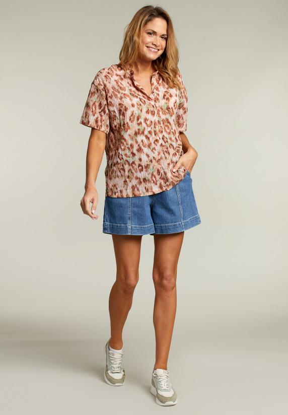 River Woods Blouse Met Korte Mouwen In Dierenprint