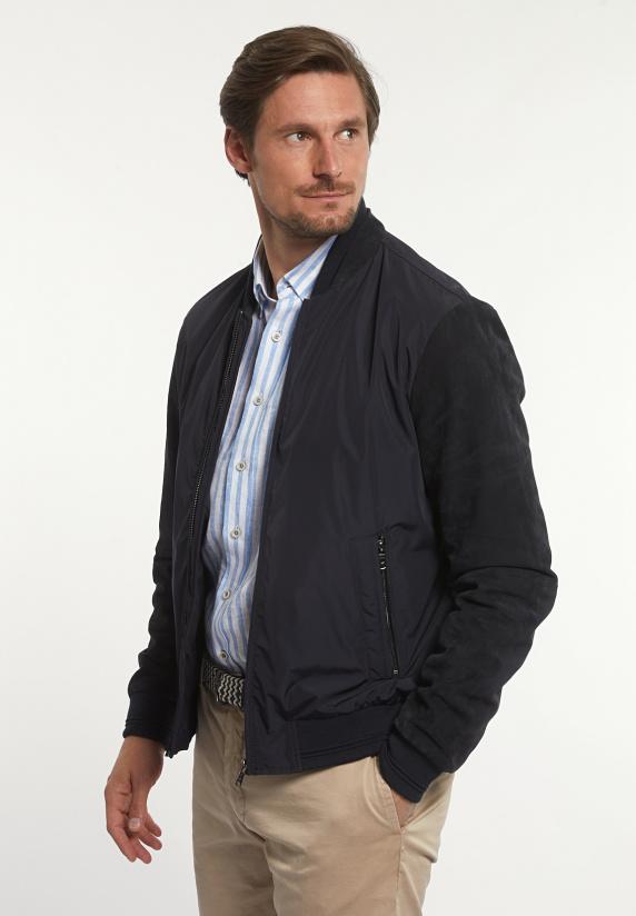 River Woods Blouson Suède Mouwen Navy