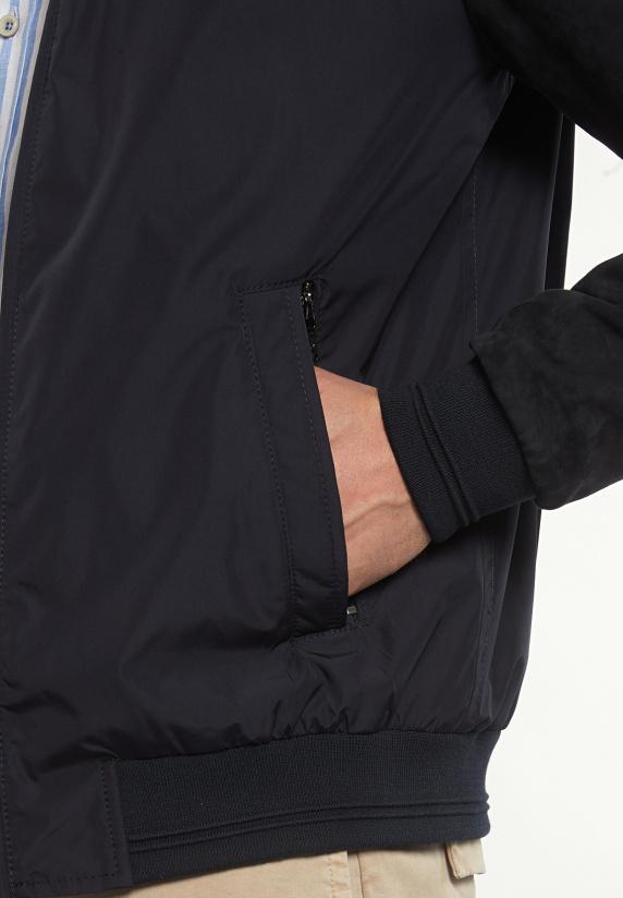 River Woods Blouson Suède Mouwen Navy