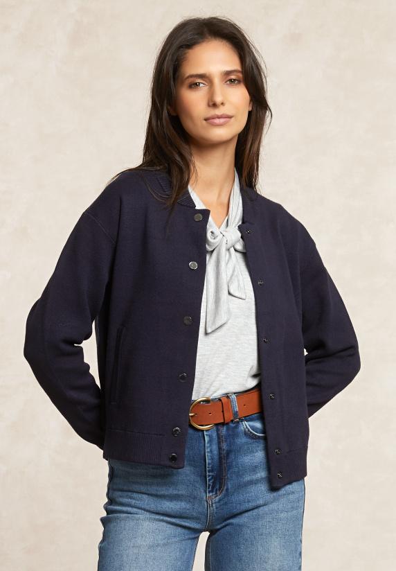 river woods Bomber cardigan navy