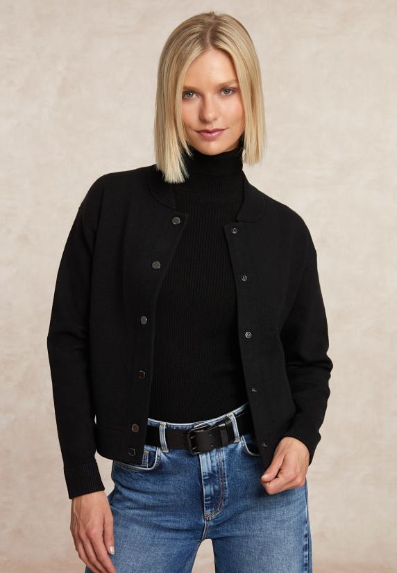 River Woods Bomber Cardigan Zwart