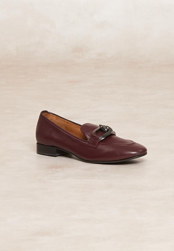 River Woods Bordeaux Lederen Loafers Met Hak