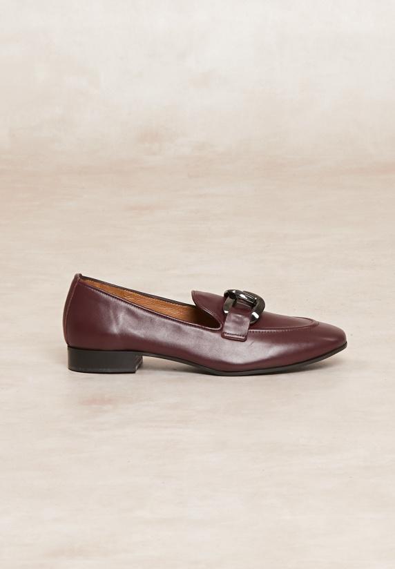 river woods Bordeaux lederen loafers met hak