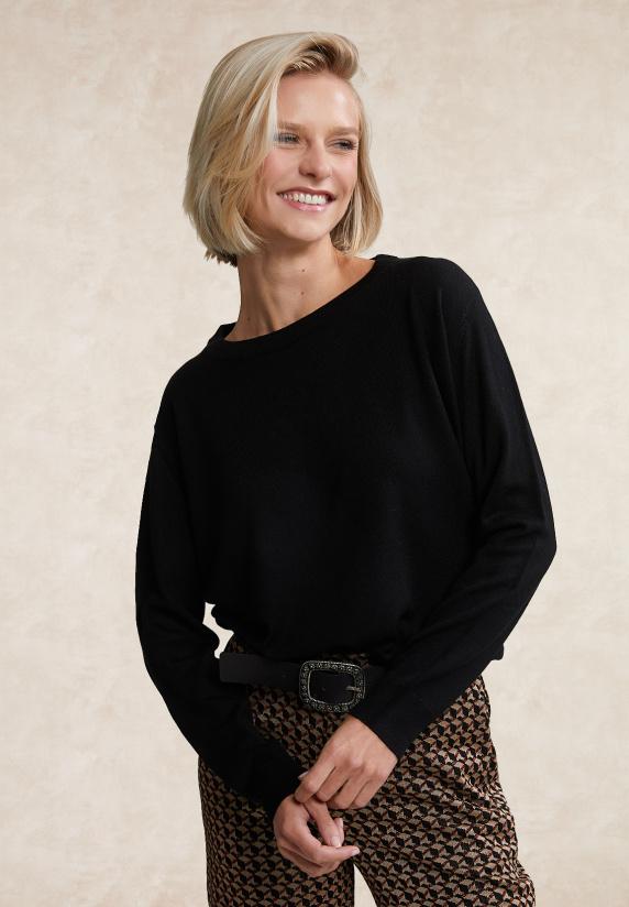 river woods Boxy trui ronde hals zwart