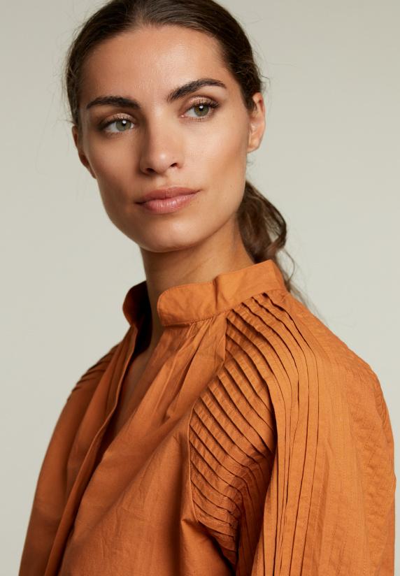 River Woods Bruine Effen Blouse Pofmouwen