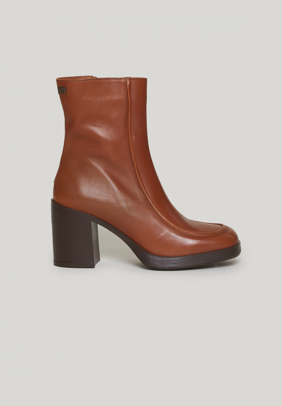 river woods Bruine lederen enkellaarzen hoge hak