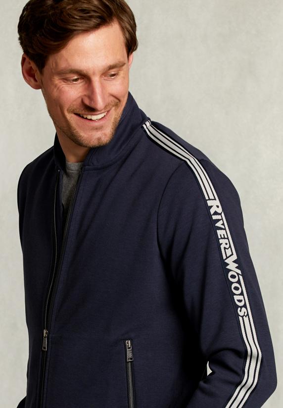 River Woods Cardigan Met Rits Navy