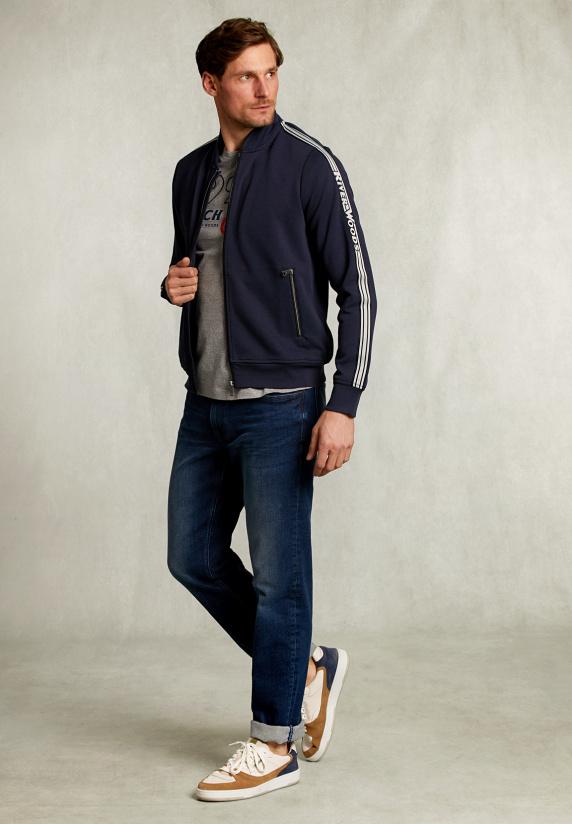 River Woods Cardigan Met Rits Navy