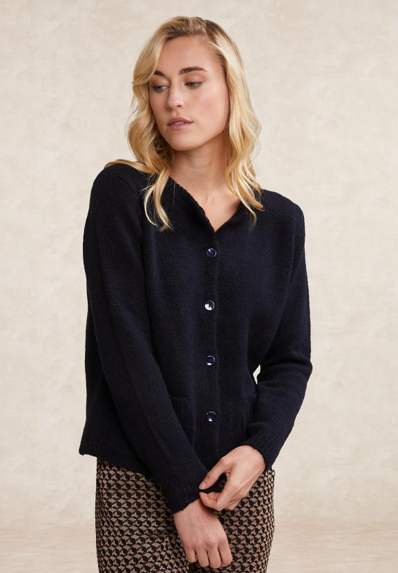 River Woods Cardigan Ropgestikte Zakken Navy