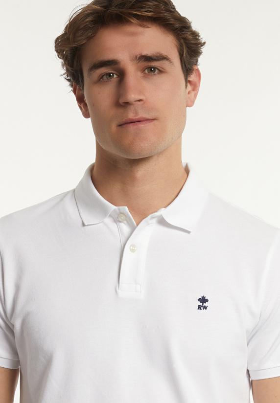 River Woods Custom Fit Basic Pima Katoen Polo Wit